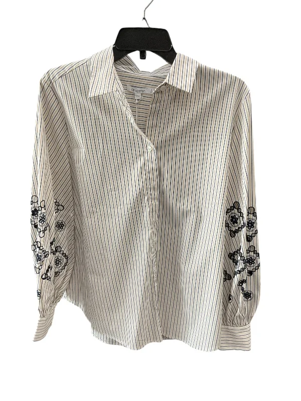 Top Long Sleeve By Chicos In Striped Pattern, Size: L