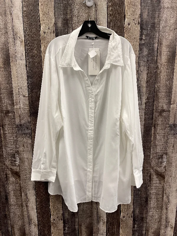 Top Long Sleeve By Cme In White, Size: 4x