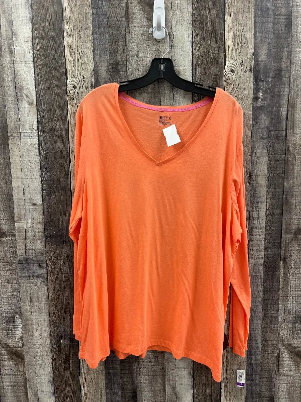 Top Long Sleeve By Hue In Orange, Size: 2x