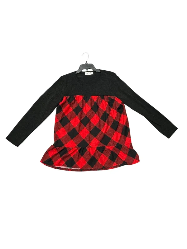 Top Long Sleeve By Impressions In Black & Red, Size: L