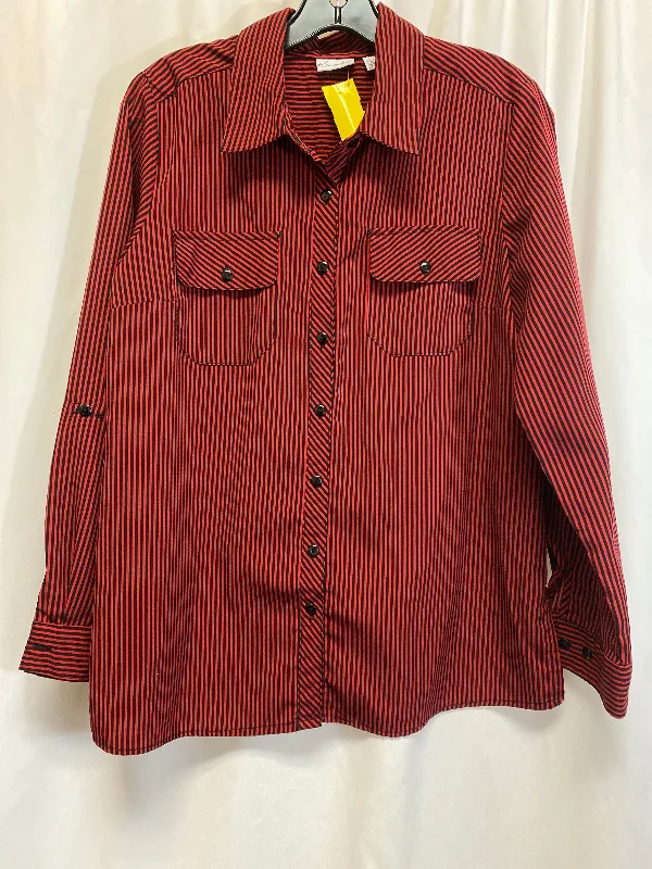 Top Long Sleeve By Kim Rogers In Red, Size: M