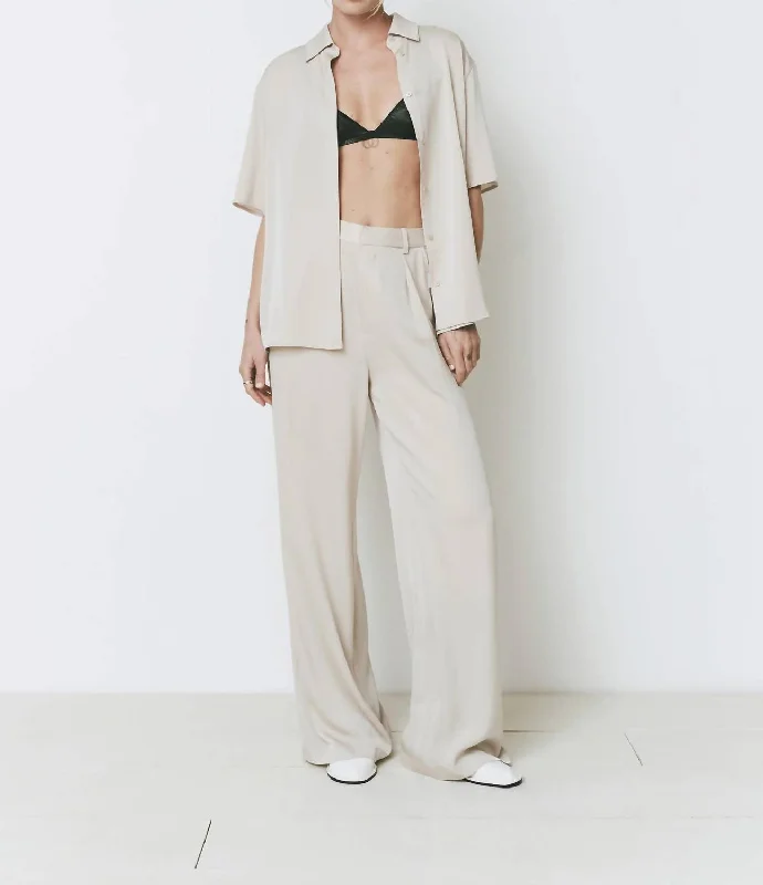 Atelier Satin Pant In Light Grey