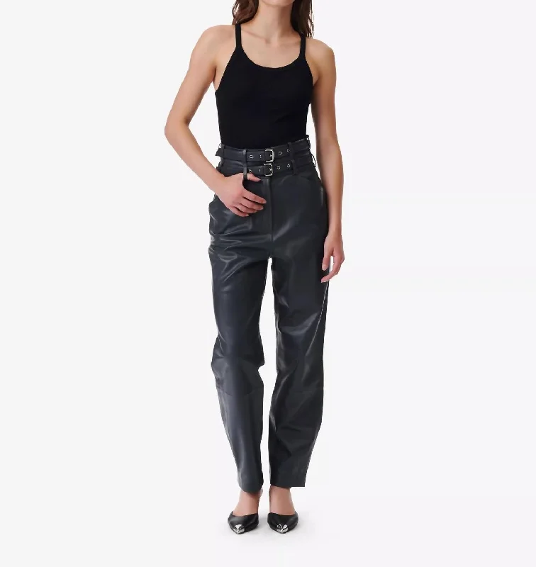 Bratis Leather Carrot Pants In Anthracite