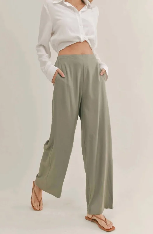 Cassidy Wide Leg Pant In Olive