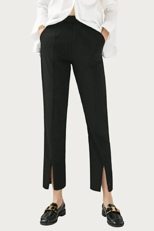 Cora Stretch-Jersey Ankle Zip Straight-Leg Pants In Black