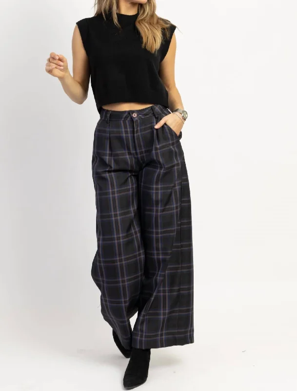 Francoise Plaid Trouser Pant In Charcoal