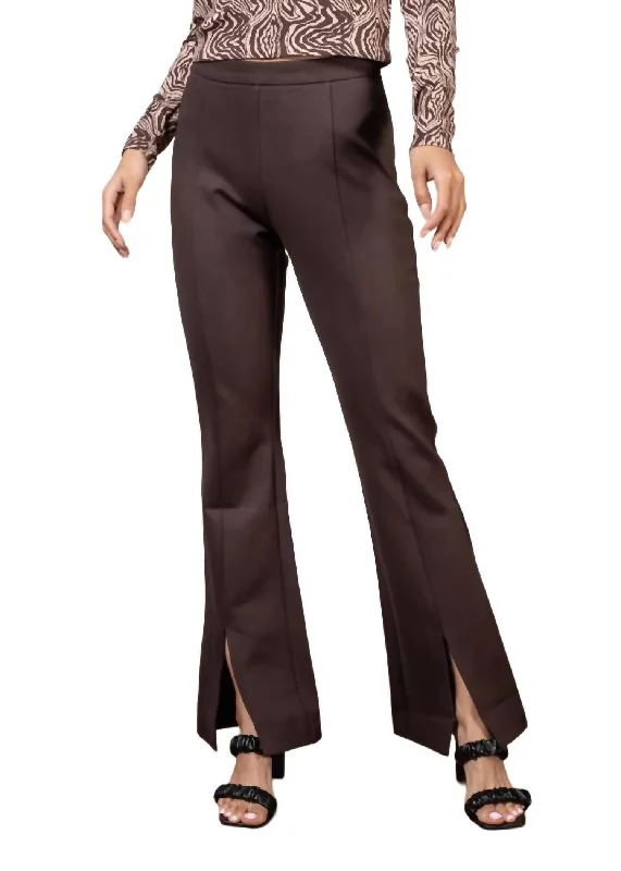 Kate Front Slit Trouser In Chocolate Brown