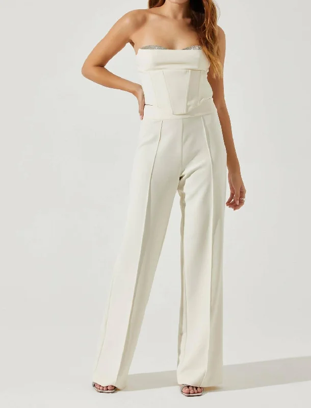 Madison Pintuck Pants In Ivory