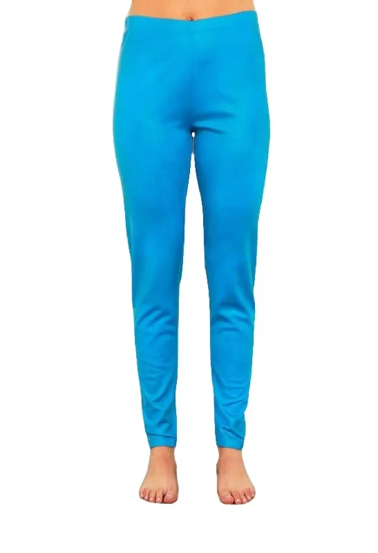 Microfiber Leather High-Waisted Pant In Turquoise