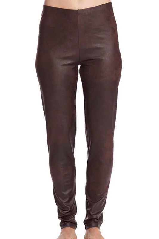 Microfiber Leather Pant In Brown