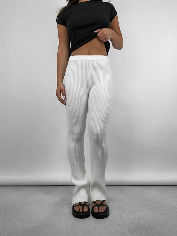 Mimi Ribbed Knit Pants In Ivory