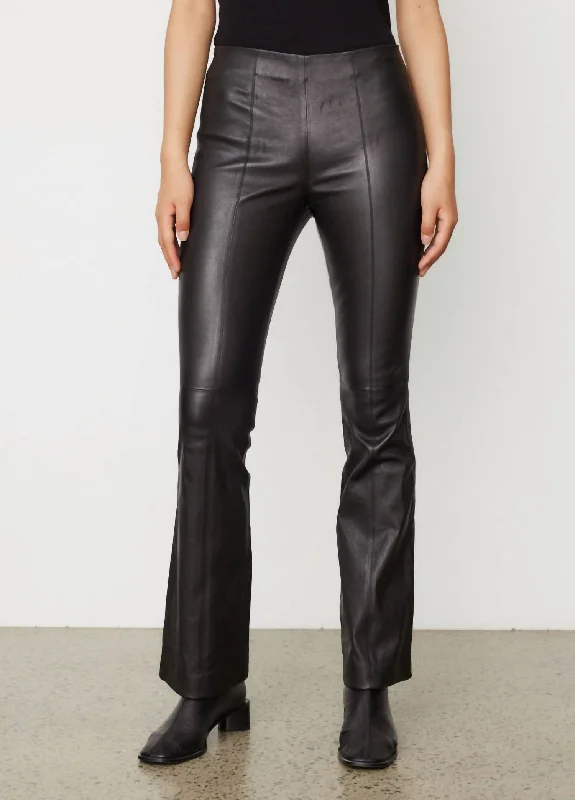 Simone Leather Flare Pant In Black