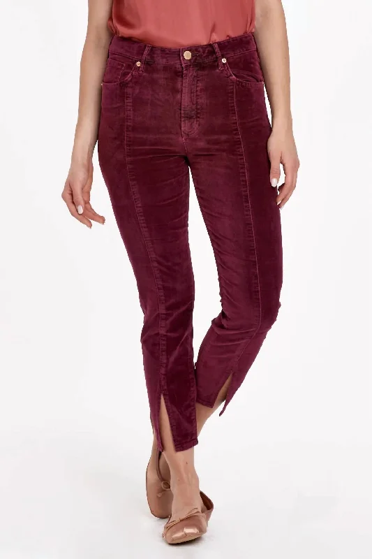 Stella Super High Rise Ankle Slim Straight Pants In Burgundy