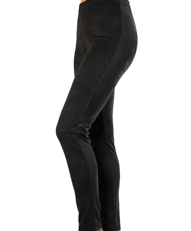 Vegan Leather/suede Pant In Black