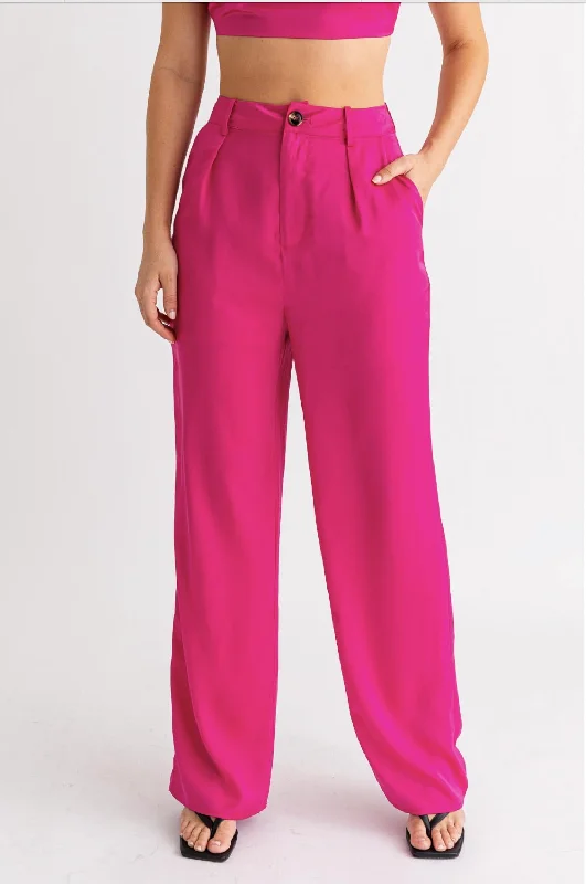 Wide Leg Pants In Hot Pink