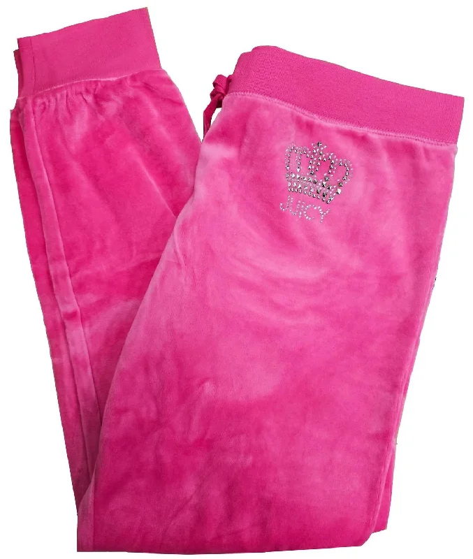 Women's Studded Crown Logo Track Velour Zuma Pant In Magenta