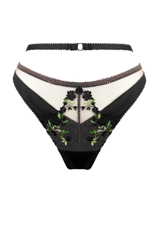 Charlotte Silk Noir Thong