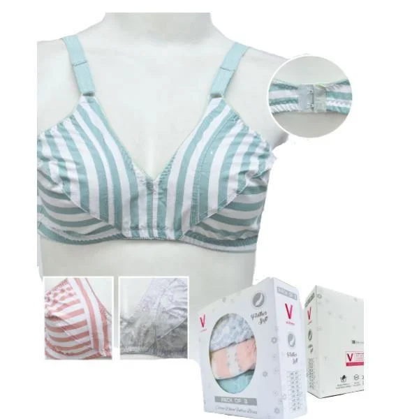 Pack Of 3 Cotton Woven Everyday Bras