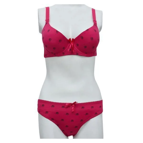 Roses Print Demi Bra Panty Set