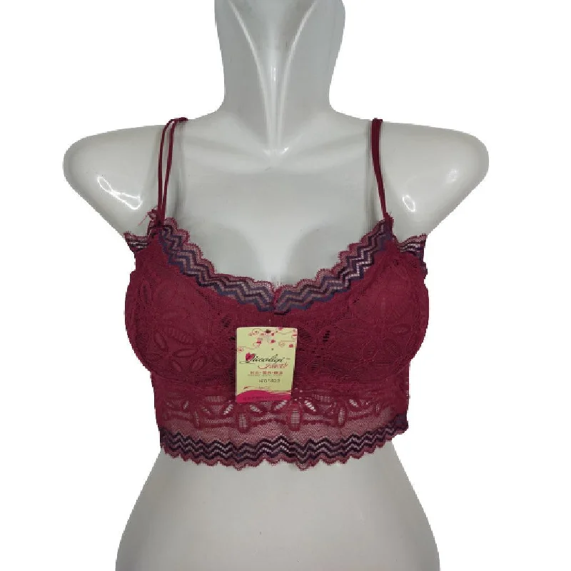 Seamless Lace Bra, Full cup Bras, Breathable Non Underwired Bra Fancy Lace Net Padded Bra