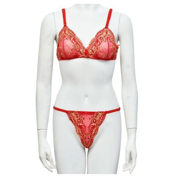 Bridal Bra Panty Set Non Padded Bra Semi Transparent Embroidered Bra Panty Set