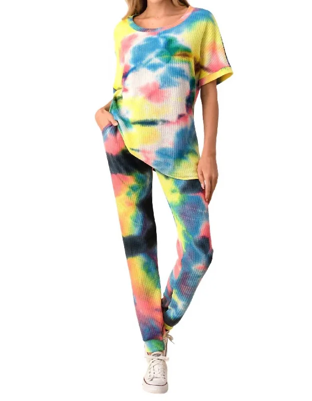 Ariella Jogger Set In Rainbow Tie Dye