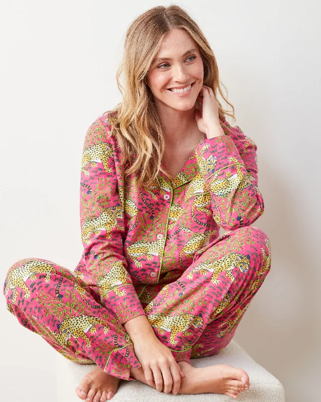 Bagheera - Lightweight Flannel Long PJ Set - Hot Pink