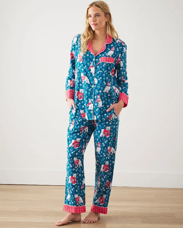 Bundled Up - Tall Lightweight Flannel Long PJ Set - Navy