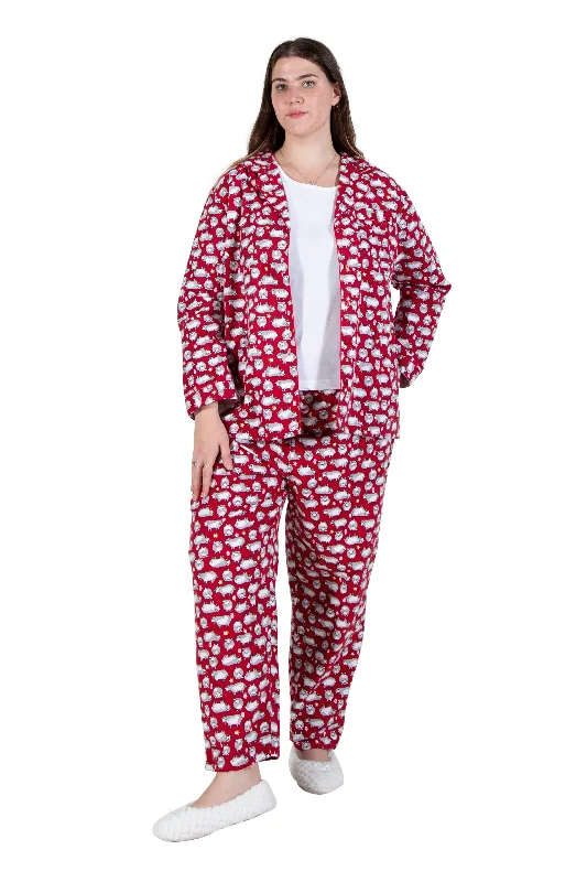 Flannel Sheep Print Plus Size Pajama Set