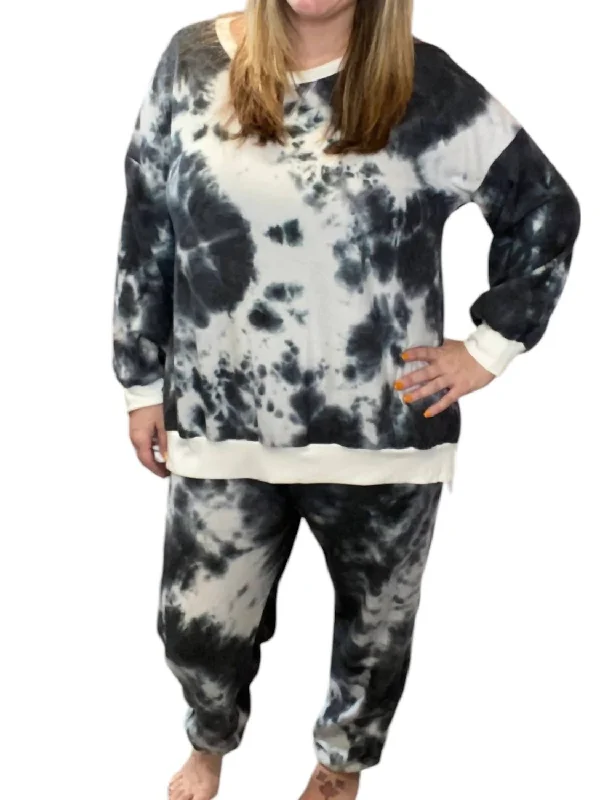 Fleece Lounge Set In Black/white