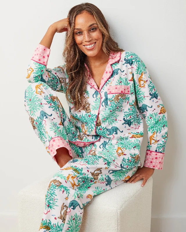 Frisky Firs - Lightweight Flannel Long PJ Set - Sweet Cream