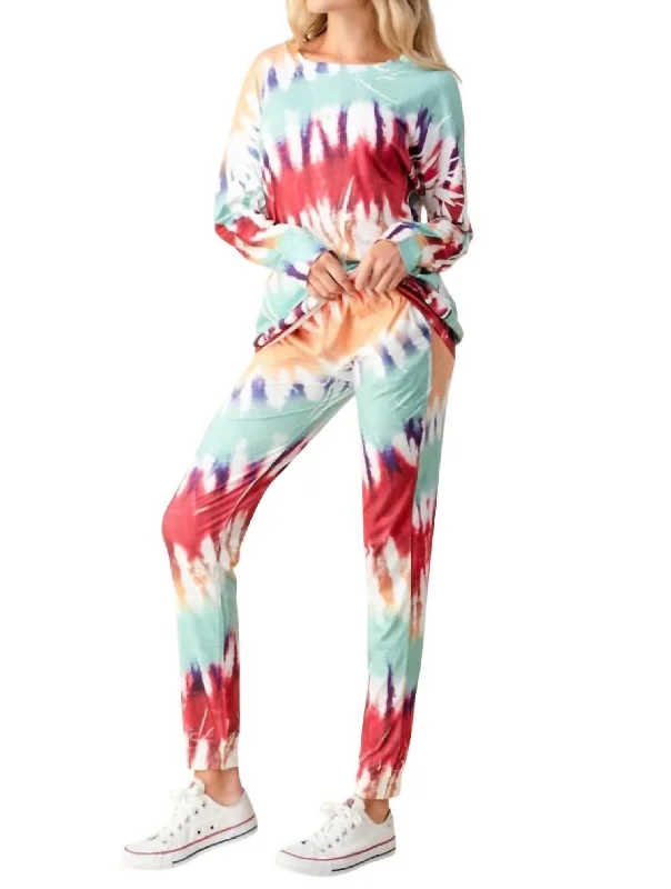 Ink Art Tie Dye Jogger Set In Multi