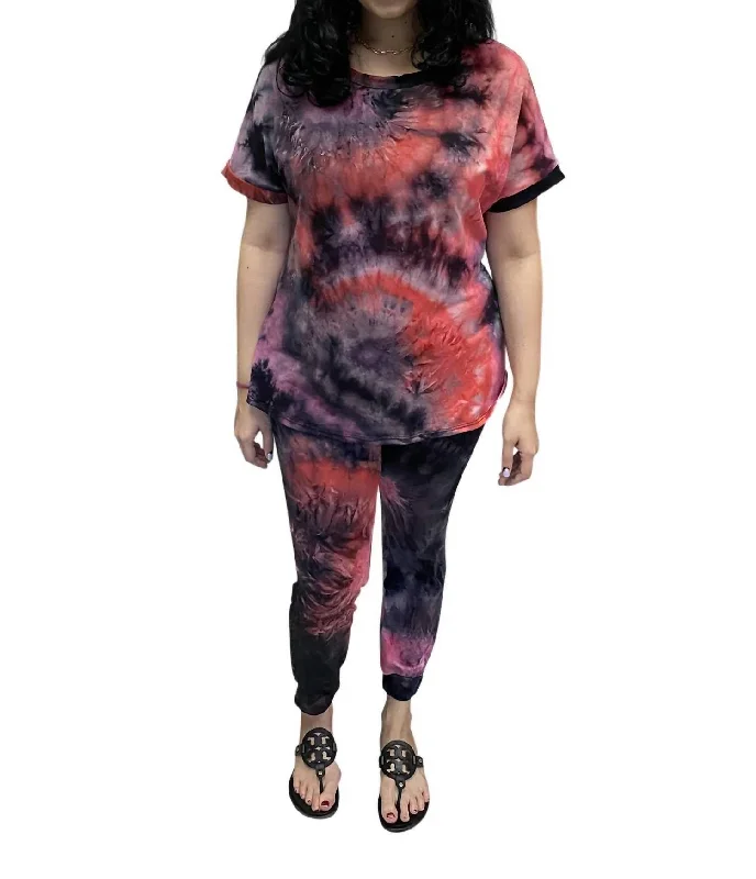 Jordana Tie Dye Jogger Set In Multi