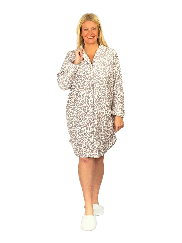 La Cera Plus Size Silky Sheered Minky Fleece Nightshirt