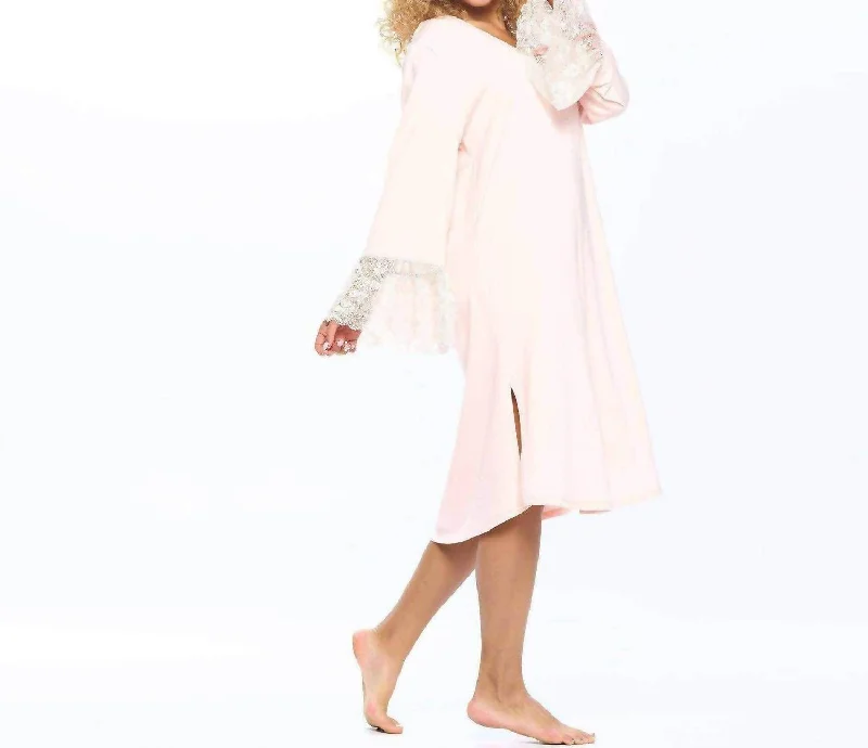 Lux Cotton Nightgown In Iced Rose