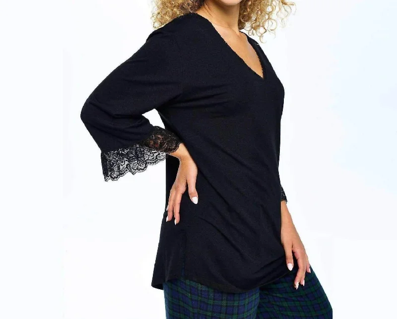 Lux Cotton Nightshirt In Black