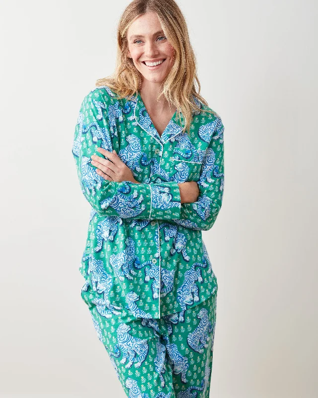 Tiger Queen - Petite Lightweight Flannel Long PJ Set - Jade