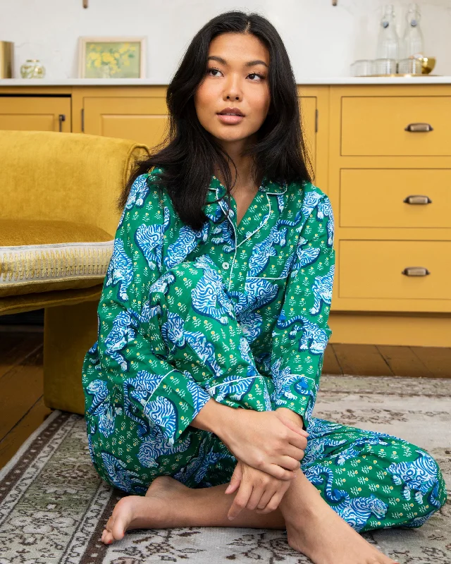 Tiger Queen - Long PJ Set - Jade