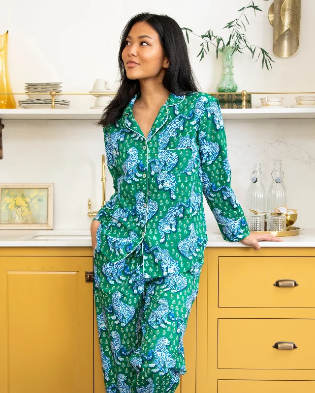 Tiger Queen - Petite Long PJ Set - Jade