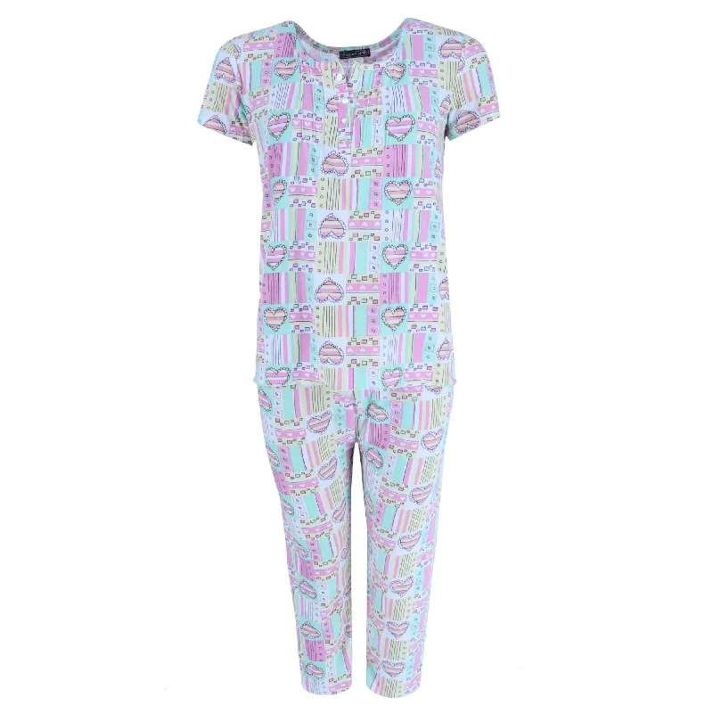 Women's Patchwork Hearts Capri Set