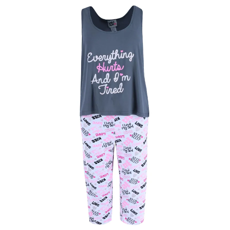 Women's Plus Size Everything Hurts & Tired Capri Set