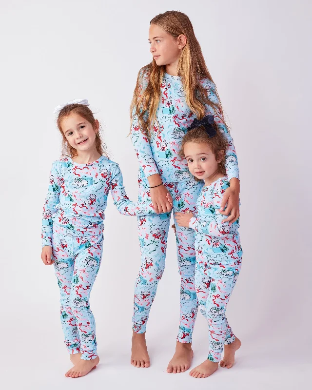 PF x The Hiltons Wrapped Gifts - Kids PJ Set - Baby Blue